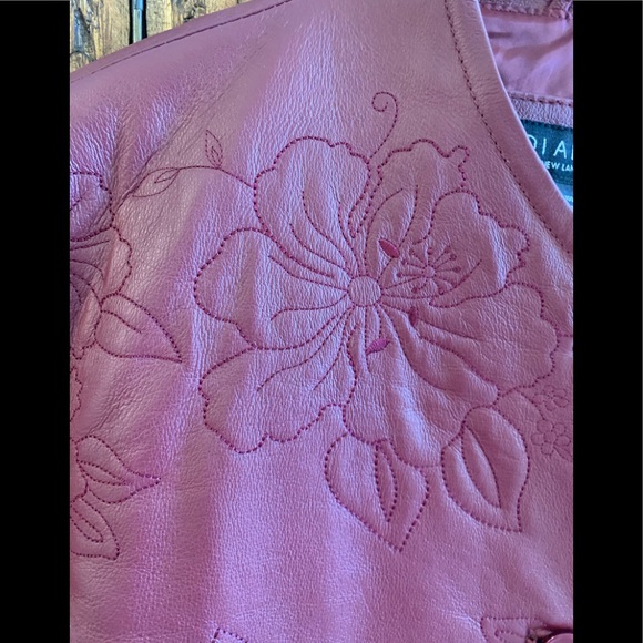 DIALOGUE Red Leather Jacket - Picture 3 of 4